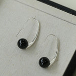 Hand-made Gray Red Black Agate Stone Ear Hooks Earrings - Gembea Jewelry