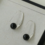 Hand-made Gray Red Black Agate Stone Ear Hooks Earrings - Gembea Jewelry