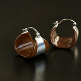 Simple Enamel Glaze Curved Hoop Earrings - Gembea Jewelry