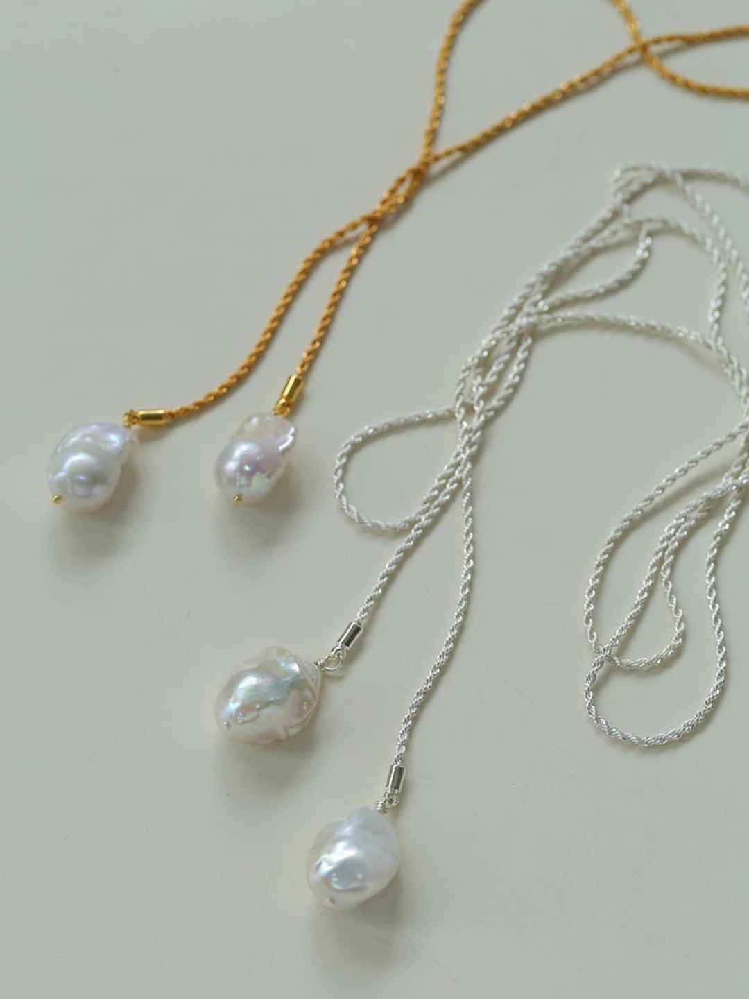 Twist Chain Baroque Pearl Necklace - Gembea Jewelry