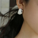 Cream White Wine Red Enamel Earrings - Gembea Jewelry