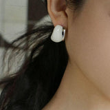 Cream White Wine Red Enamel Earrings - Gembea Jewelry