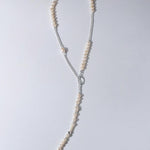 OT Buckle Long Chain Stitching Pearl Necklace - Gembea Jewelry