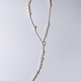 OT Buckle Long Chain Stitching Pearl Necklace - Gembea Jewelry