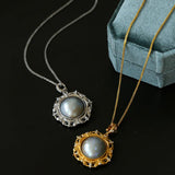 Hollow Seawater Mabe Pearl Pendant Necklace - Gembea Jewelry