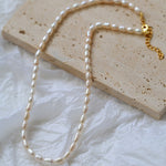 Minimalist Rice Pearl Beaded Necklace-Gembea Jewelry