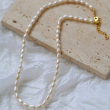 Minimalist Rice Pearl Beaded Necklace-Gembea Jewelry