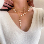 Overlay Natural Pearl Pendant Necklace - Gembea Jewelry