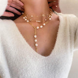 Overlay Natural Pearl Pendant Necklace - Gembea Jewelry