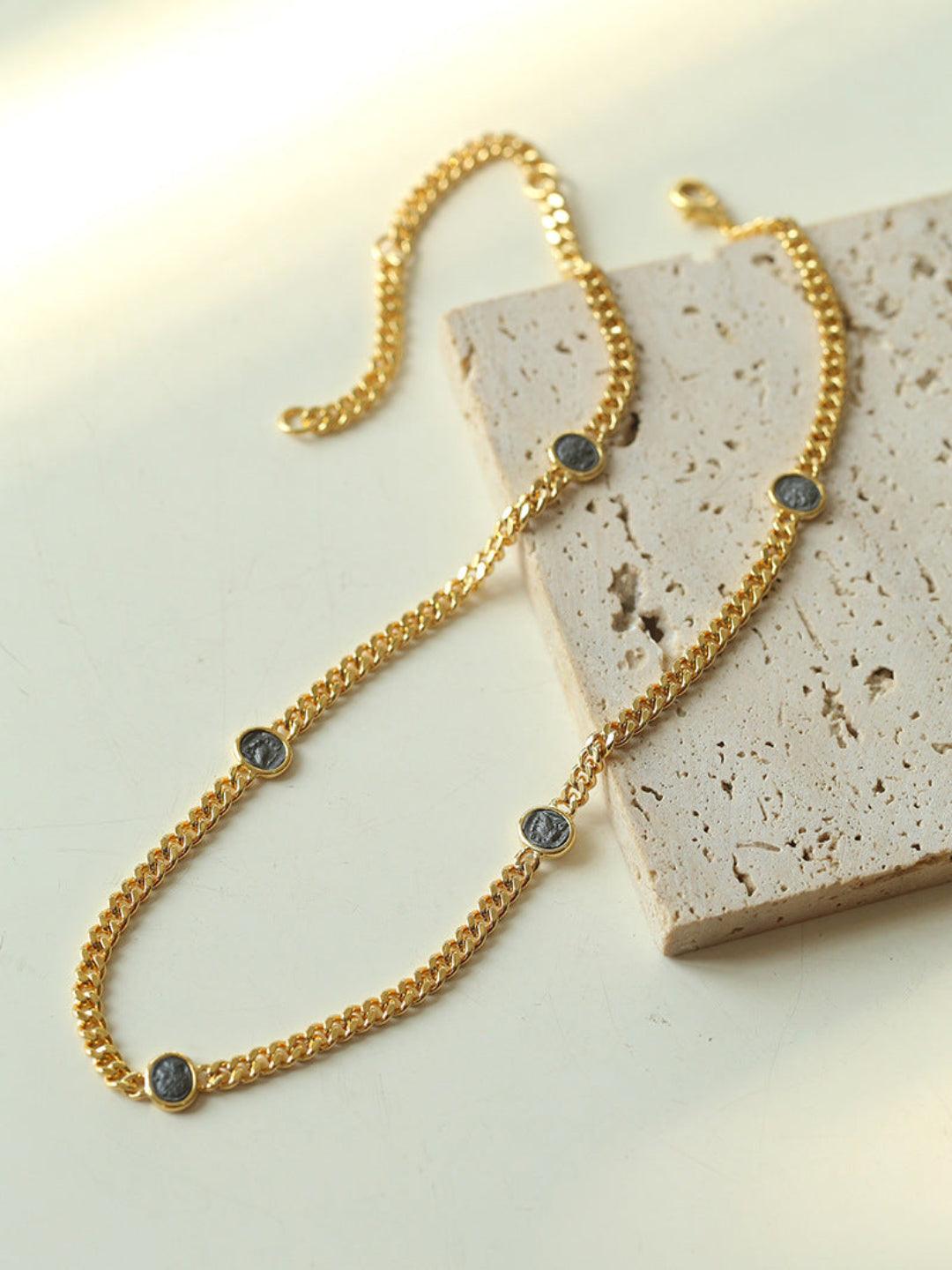 Athena Old Coin Chain Necklace - Gembea Jewelry