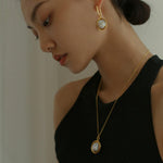 Oval Pendant Baroque Shaped Pearl Earrings - Gembea Jewelry