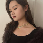 Wide Gold Snake Bone Chain Necklace - Gembea Jewelry