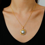 Hollow Seawater Mabe Pearl Pendant Necklace - Gembea Jewelry