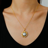 Hollow Seawater Mabe Pearl Pendant Necklace - Gembea Jewelry