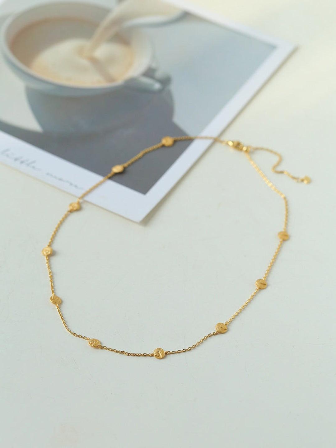 Overlay Embossed Mini Gold Coin Necklace - Gembea Jewelry