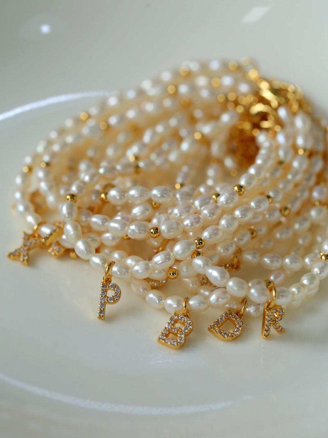Vintage 26 Letter Pearl Bracelet - Gembea Jewelry