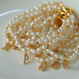 Vintage 26 Letter Pearl Bracelet - Gembea Jewelry