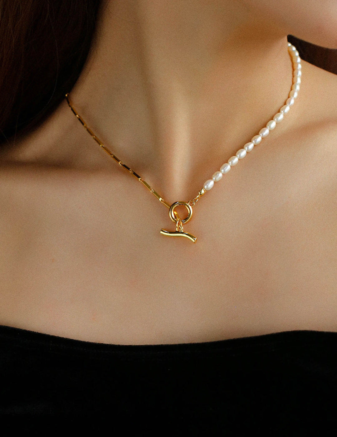 Gembea Jewelry Y-shaped Pearl Chain Necklace