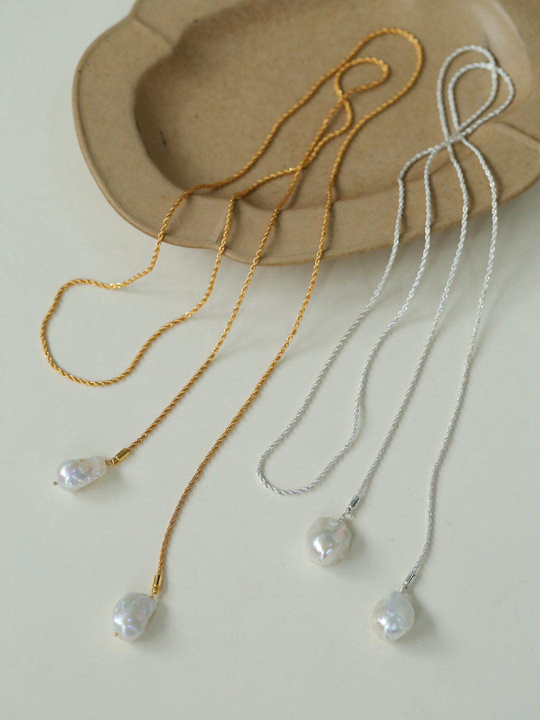 Twist Chain Baroque Pearl Necklace - Gembea Jewelry