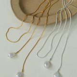 Twist Chain Baroque Pearl Necklace - Gembea Jewelry