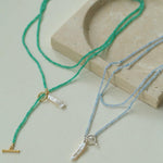 Sea's Embrace Green Agate Aquamarine Necklace - Gembea Jewelry