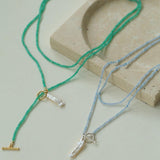 Sea's Embrace Green Agate Aquamarine Necklace - Gembea Jewelry