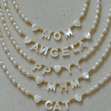 Custom White Shell Letter Pearl Necklace - Gembea Jewelry