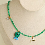 Gembea Jewelry Green Agate Glass Sea Animal Necklace
