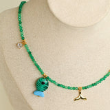 Gembea Jewelry Green Agate Glass Sea Animal Necklace