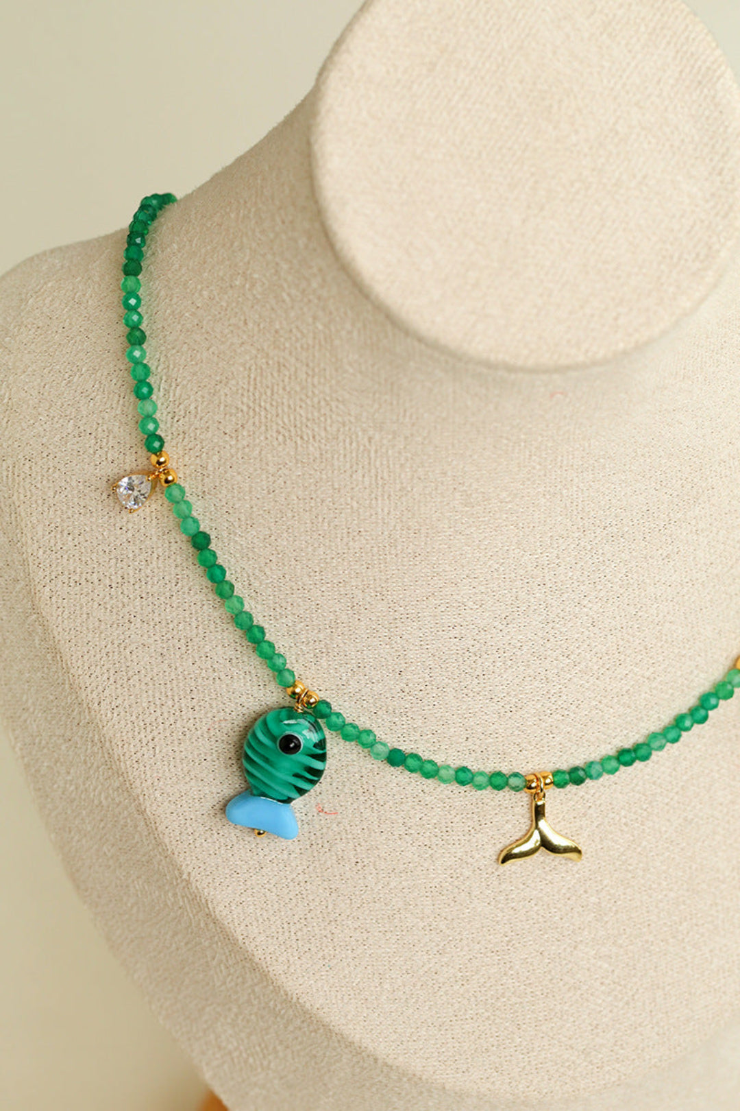 Gembea Jewelry Green Agate Glass Sea Animal Necklace