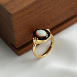 Vintage S925 Silver Synthetic Gemstone Ring - Gembea Jewelry
