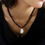 Irregular Garnet Baroque Drop Necklace - Gembea Jewelry