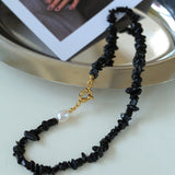 Gembea Jewelry Black Agate Gravel Pearl Necklace
