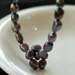 Hand-woven Pearl Run Loop Grey Necklace - Gembea Jewelry