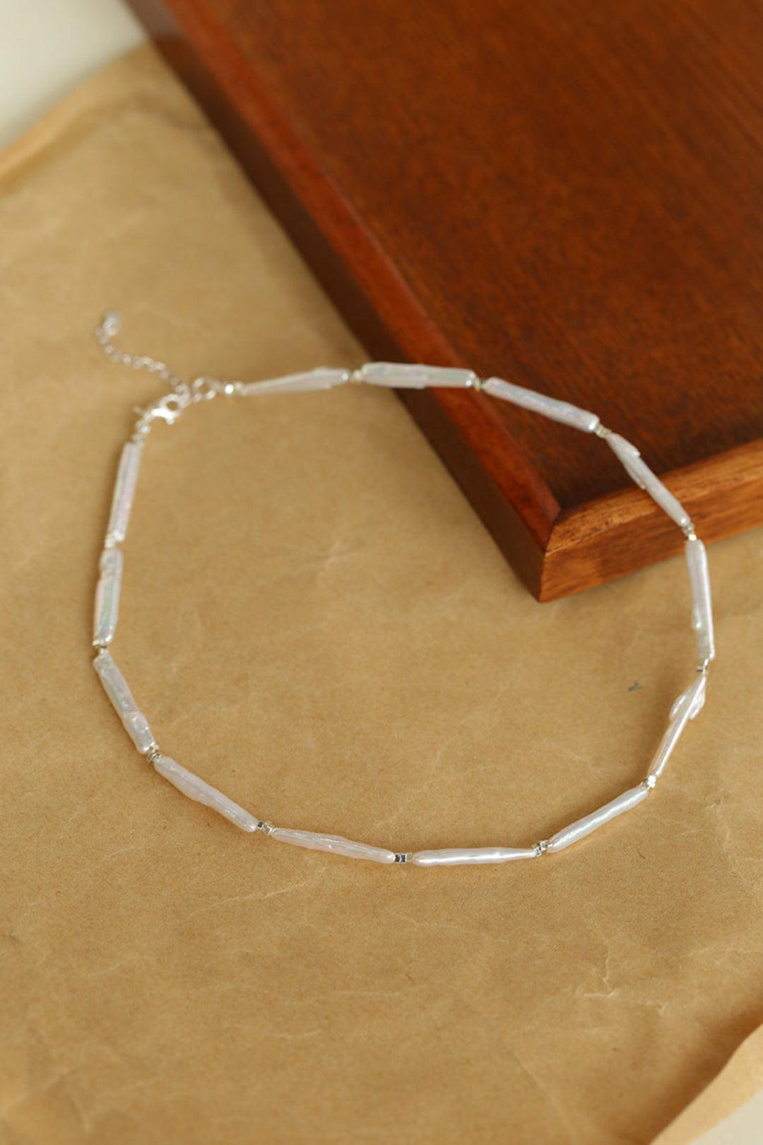 Spring Heartbeat Toothpick Pearl Necklace - Gembea Jewelry