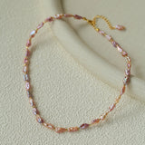 Purple-pink Irregular-shaped Pearl Necklace Gembea Jewelry