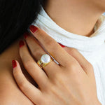 Button Shaped Baroque Pearl Ring - Gembea Jewelry
