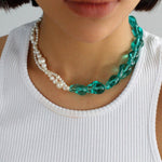 Blue Glazed Pearl Necklace - Gembea Jewelry
