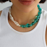 Blue Glazed Pearl Necklace - Gembea Jewelry