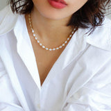 Y-shape Spliced Chain Pearl Necklace - Gembea Jewelry