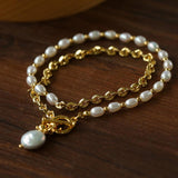 Y-shape Spliced Chain Pearl Necklace - Gembea Jewelry