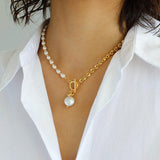 Y-shape Spliced Chain Pearl Necklace - Gembea Jewelry