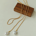 Twist Chain Baroque Pearl Necklace - Gembea Jewelry