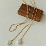 Twist Chain Baroque Pearl Necklace - Gembea Jewelry