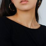 Red Agate Tiger Eye Stone Metal Hoop Earrings - Gembea Jewelry