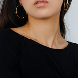 Red Agate Tiger Eye Stone Metal Hoop Earrings - Gembea Jewelry
