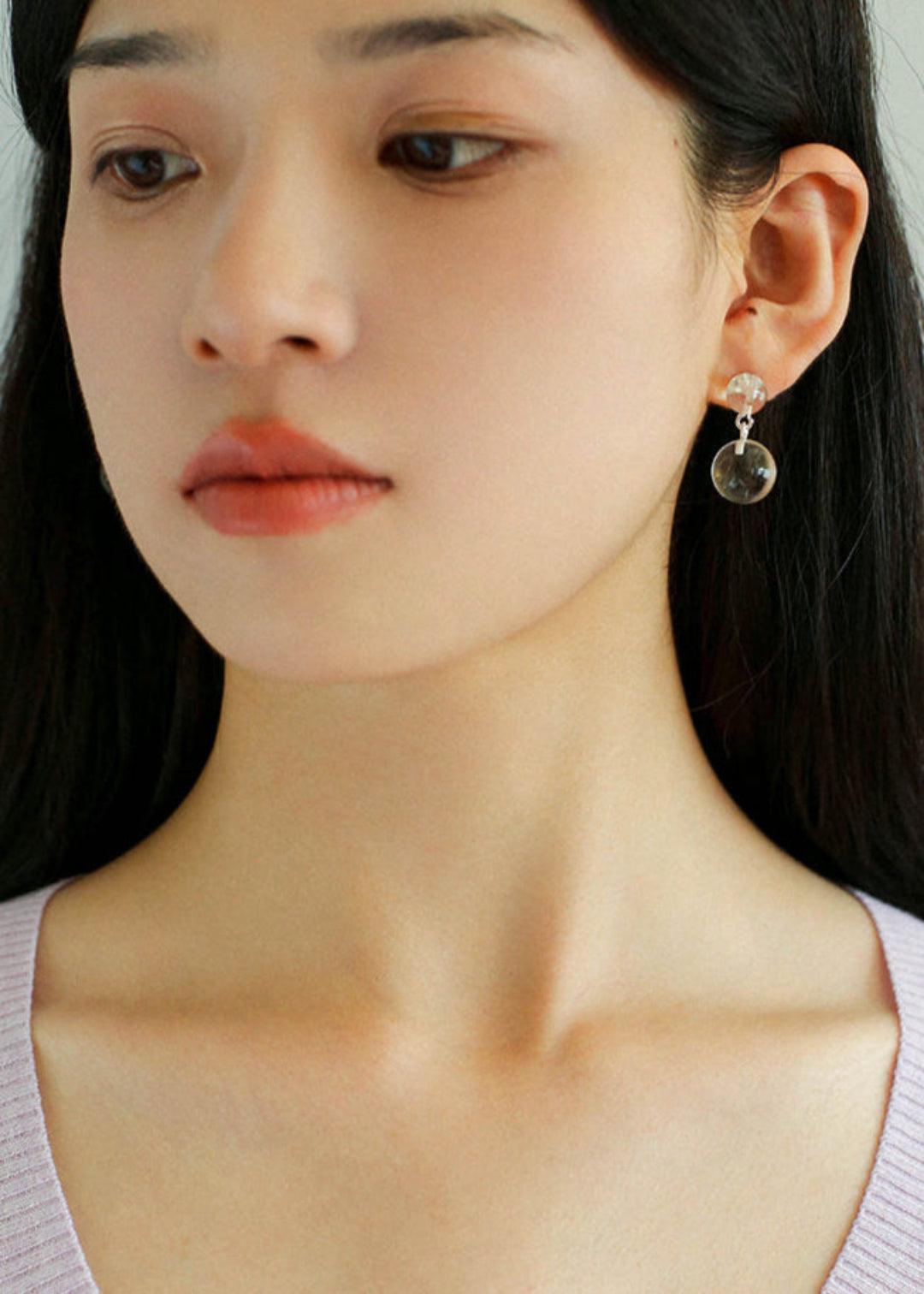 Double Ball Crystal Agate Stone Earrings - Gembea Jewelry