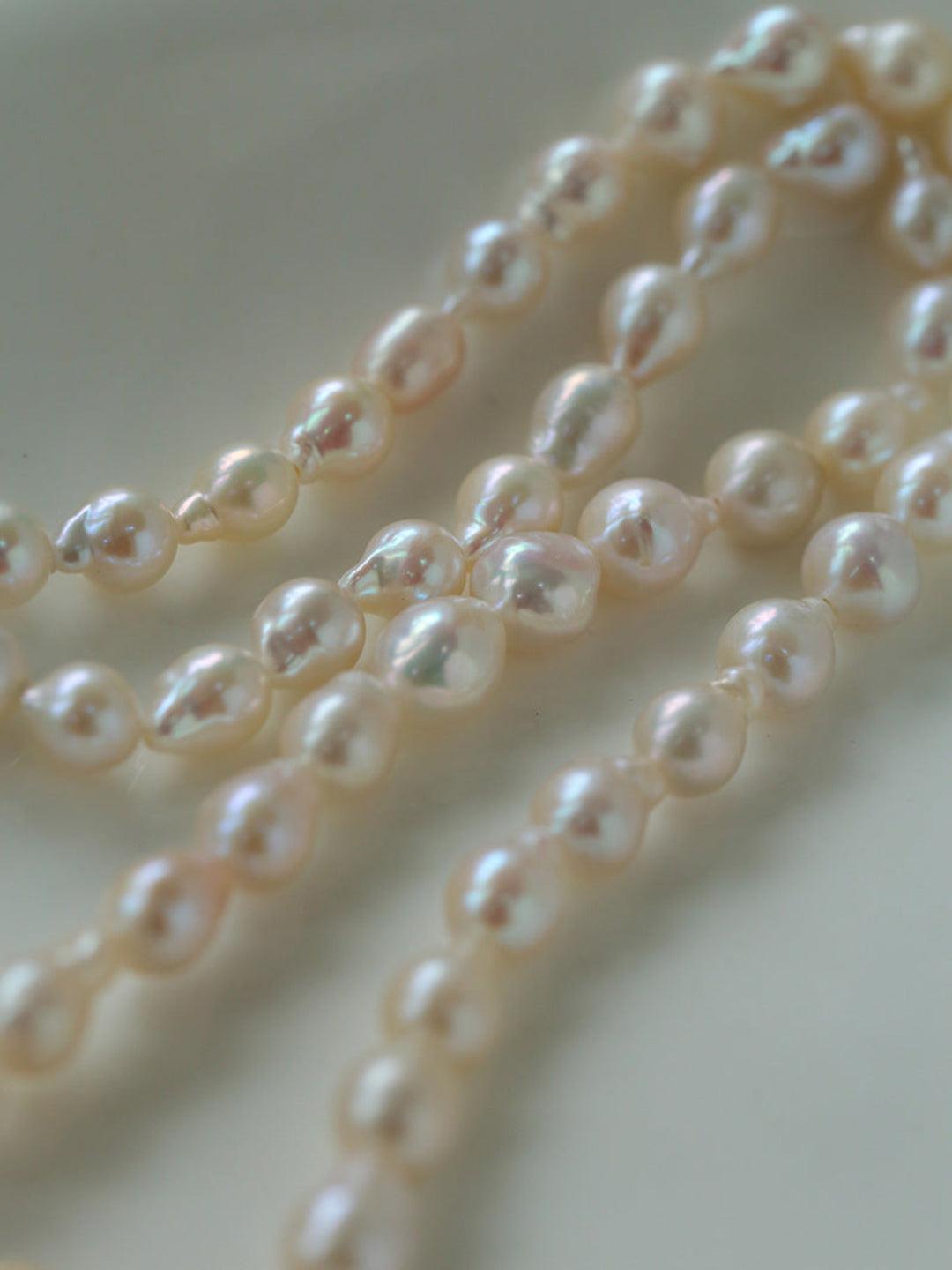 Ruby Zircon Drop Pearl Beaded Necklace - Gembea Jewelry