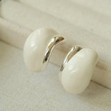 Cream White Wine Red Enamel Earrings - Gembea Jewelry