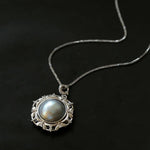 Hollow Seawater Mabe Pearl Pendant Necklace - Gembea Jewelry